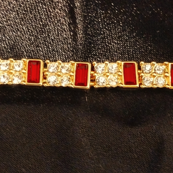 VERY RARE NINARICCI FAUX RUBY & RHINESTONE TENNIS BRACELET (NWOT) - Picture 2 of 6